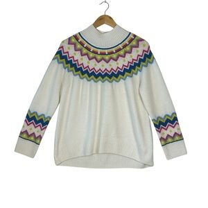 Vince Camuto Women’s Sweater Super Soft White And Brights size Medium